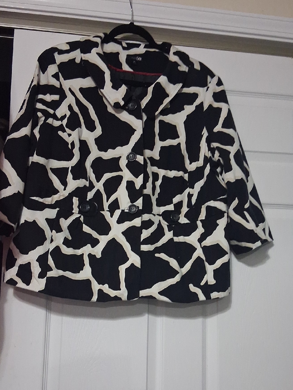 East 5th Black and White And Cream Abstract Pattern Jacket  Sz 2X